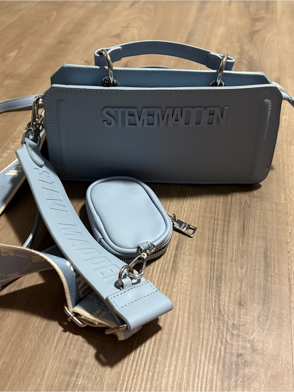 Steve Madden Powder Blue Crossbody Bag with Detachable Strap